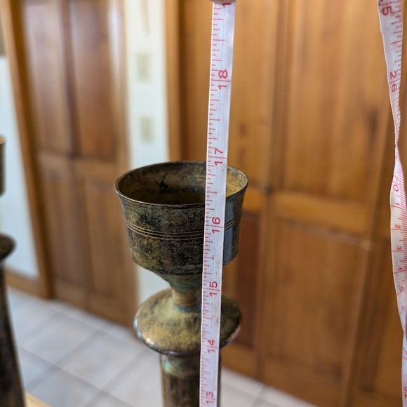 Antique Copper Candlesticks Vintage Large Rare Pair of Beautiful Pieces Valuable - Picture 7 of 9